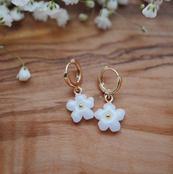 Puffy Blossom Hoop Earrings